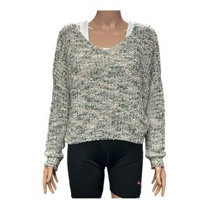 Rue21 - EC - Textured Knit Sweater in Cream and Green and Blue Size XS